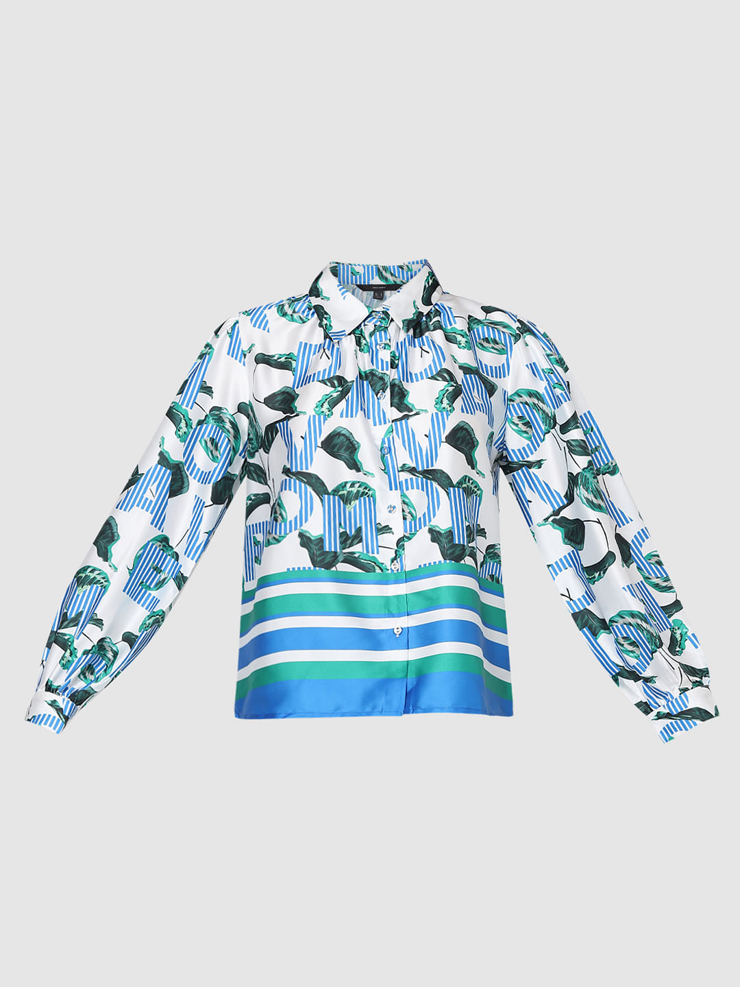 Blue Printed Co-Ord Set Shirt