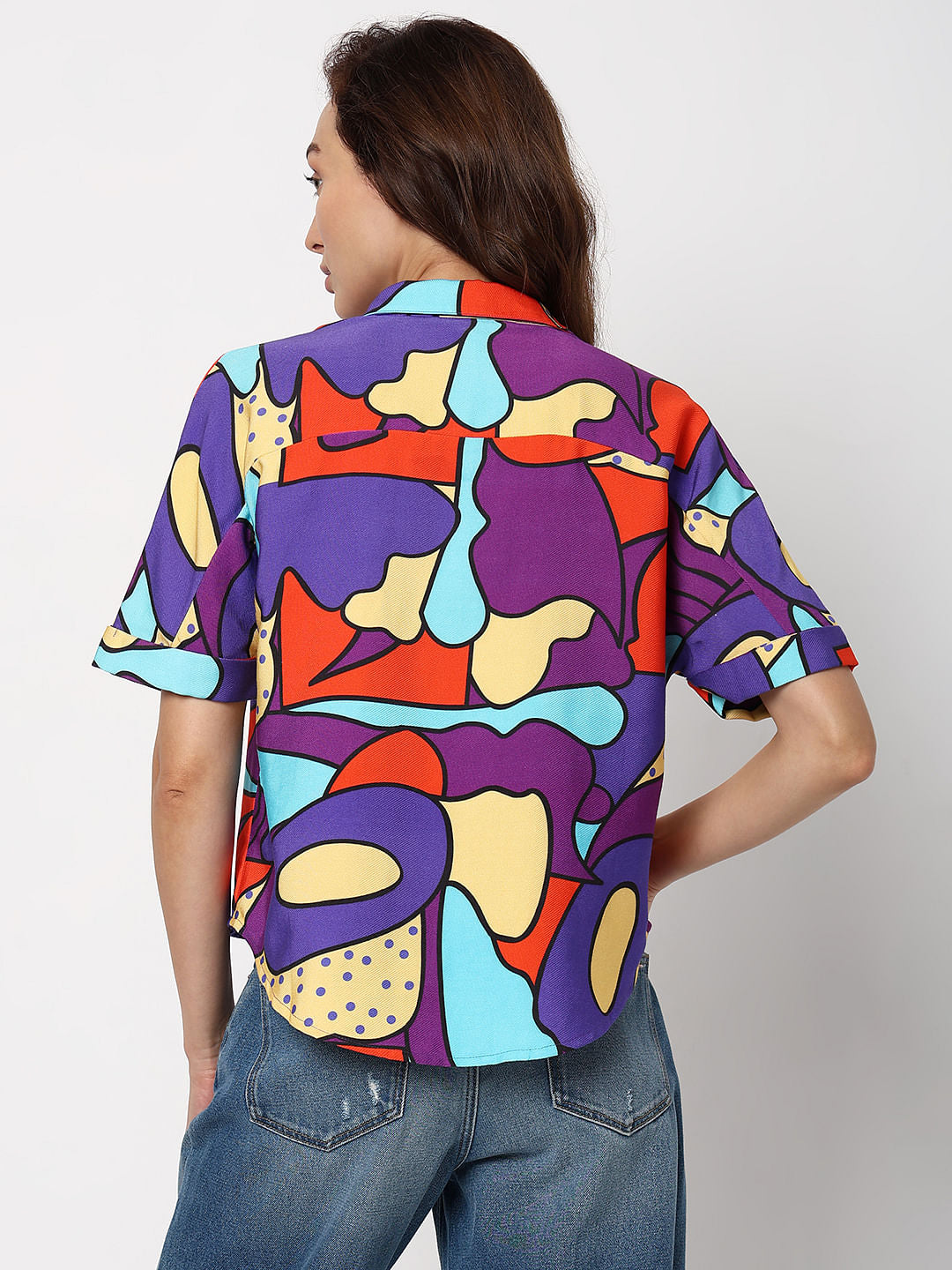 Purple Abstract Print Shirt