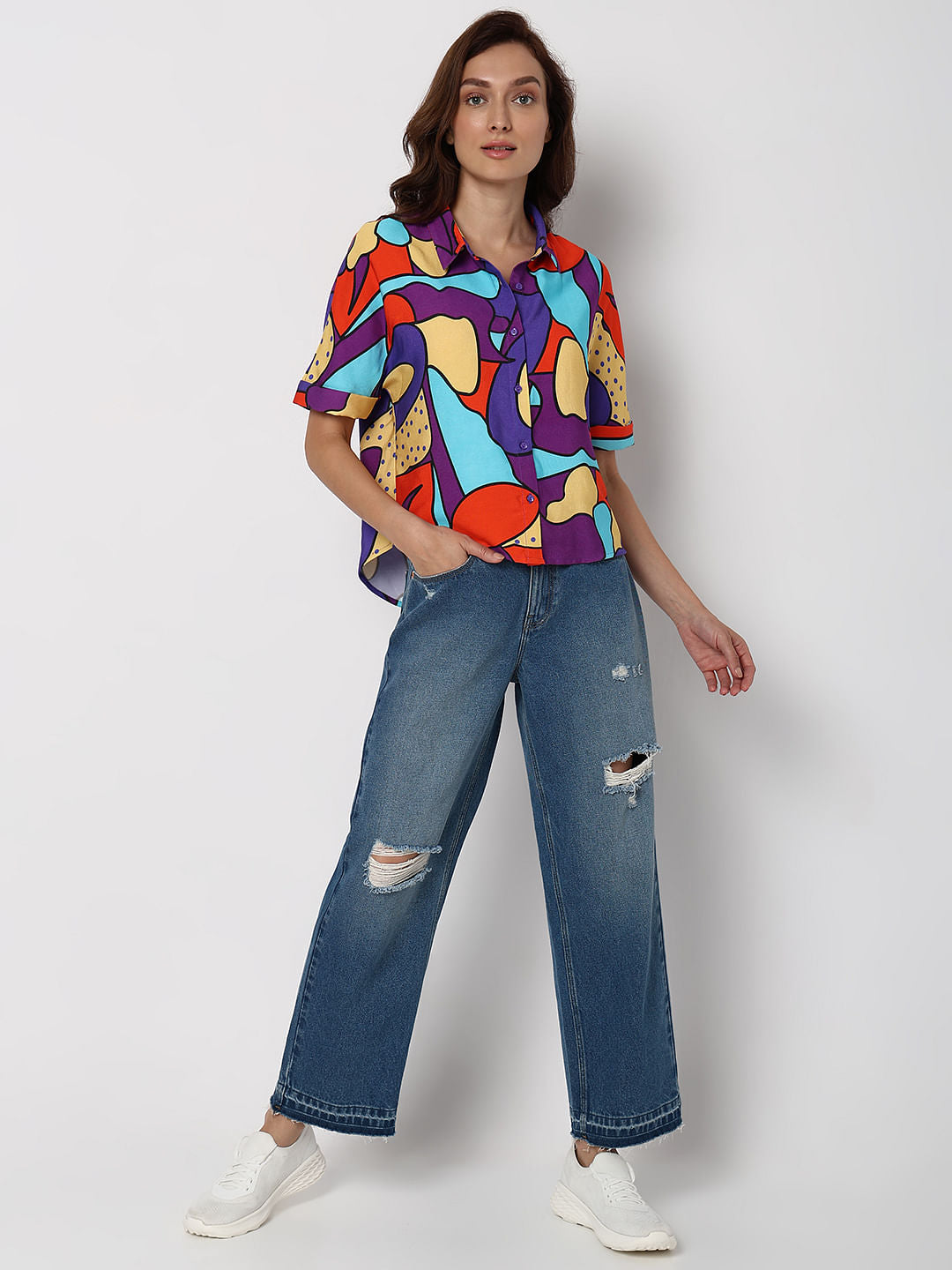 Purple Abstract Print Shirt