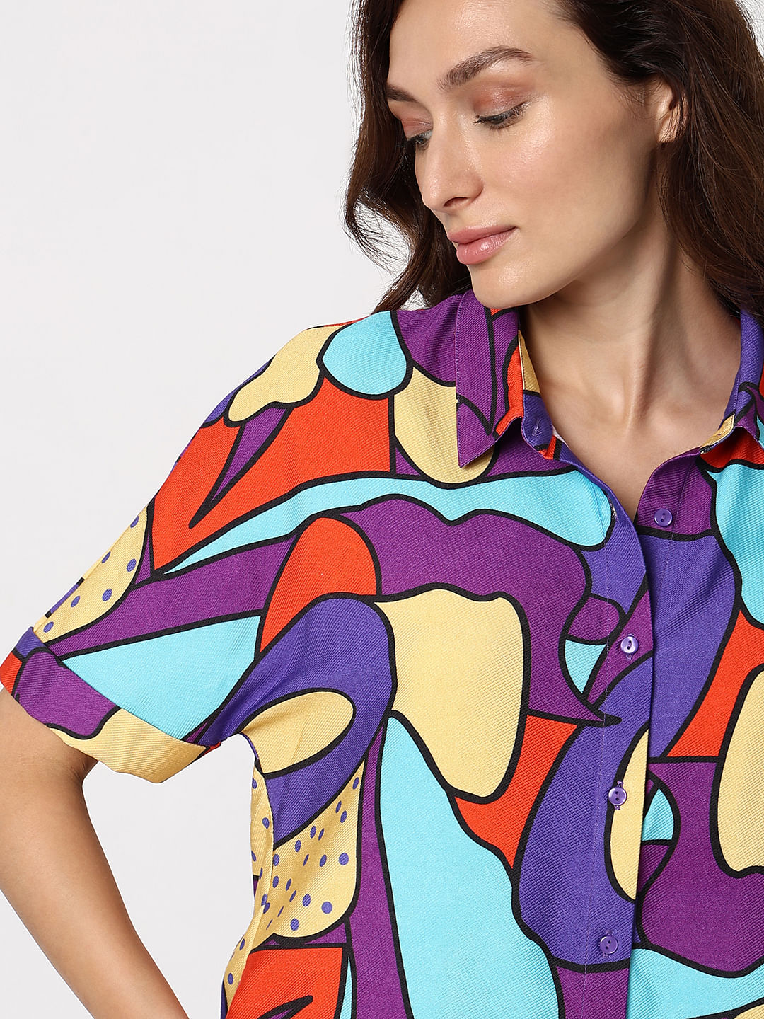 Purple Abstract Print Shirt