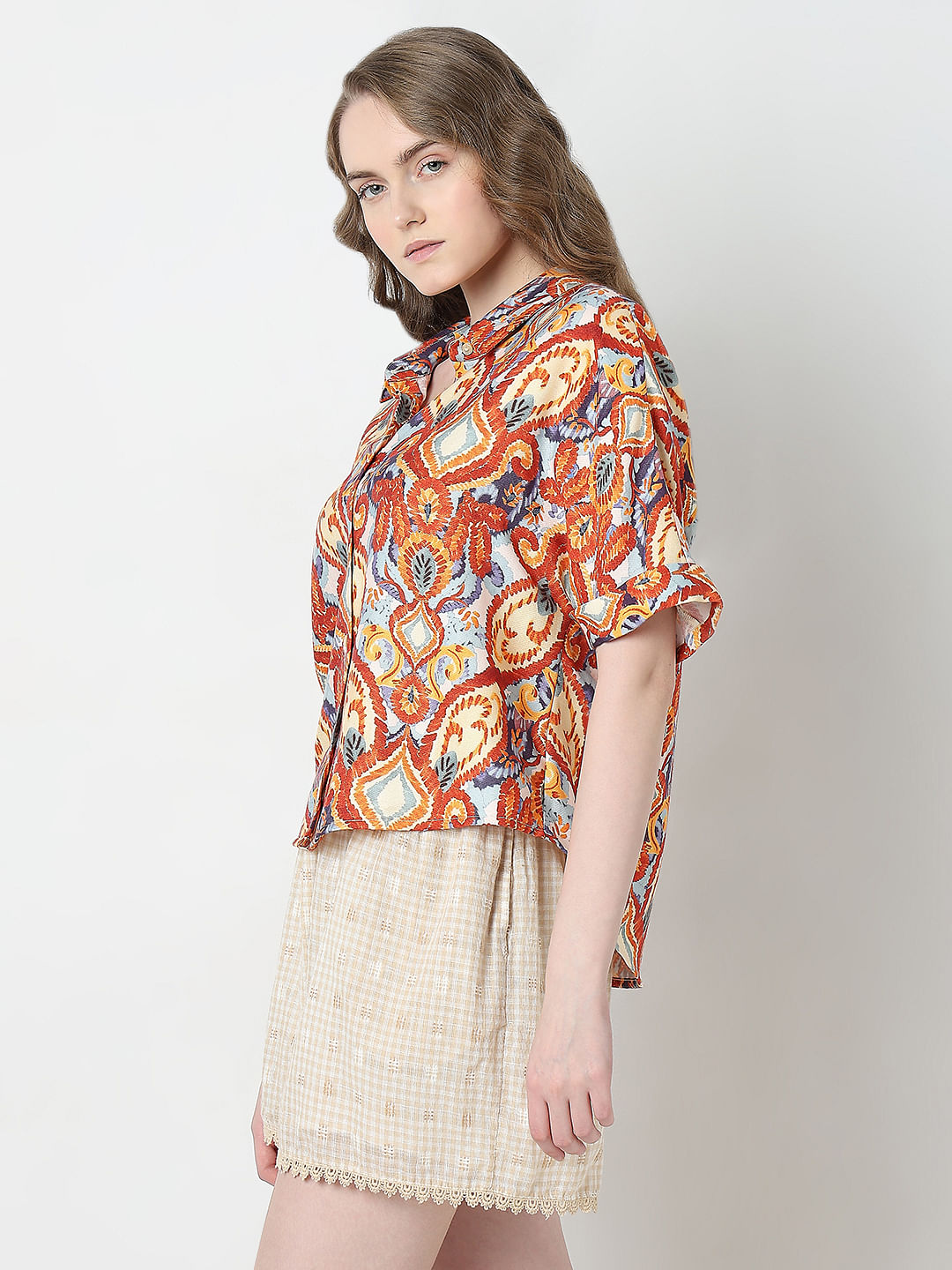 Brown Printed Relaxed Fit Shirt