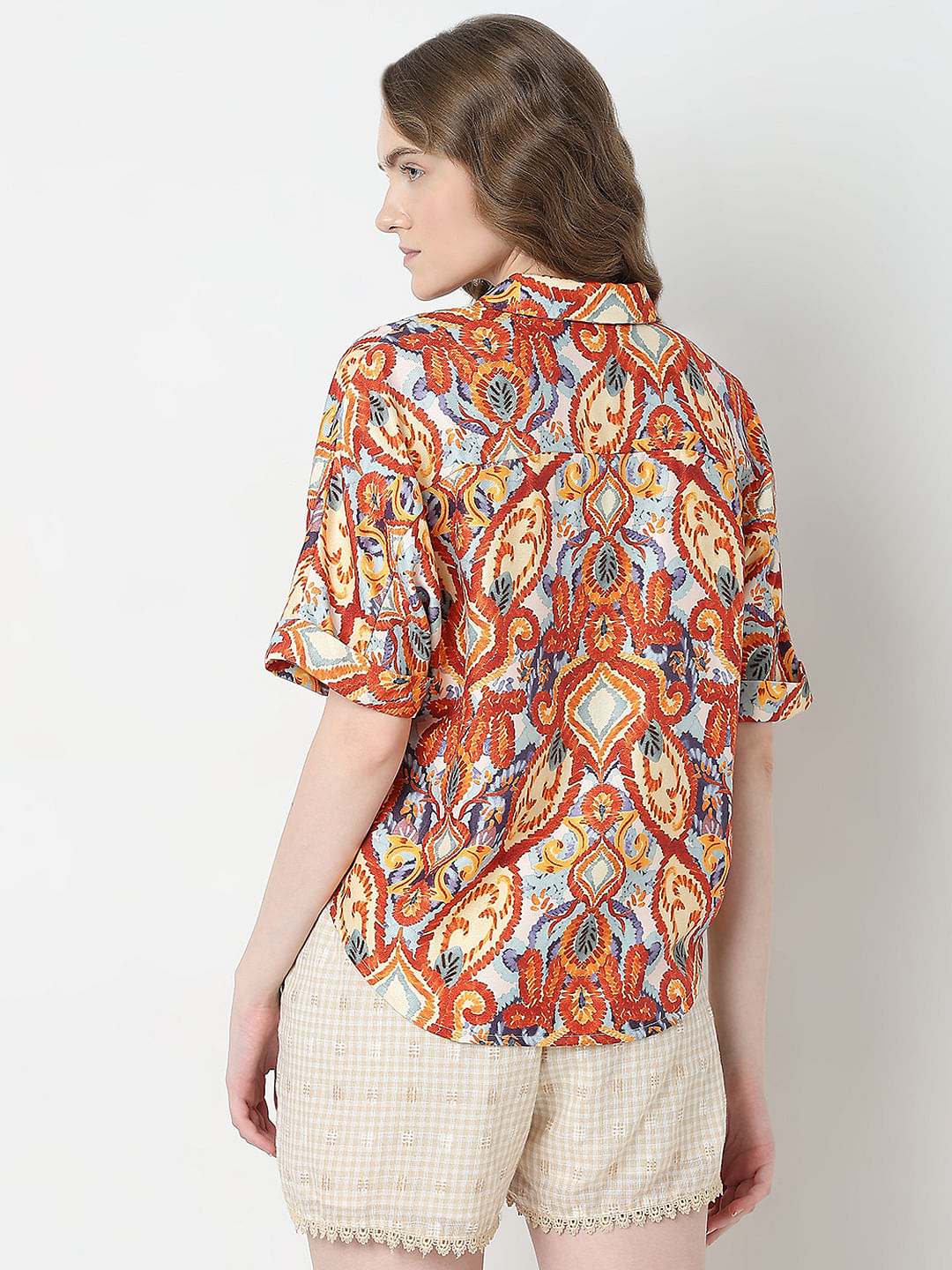 Brown Printed Relaxed Fit Shirt