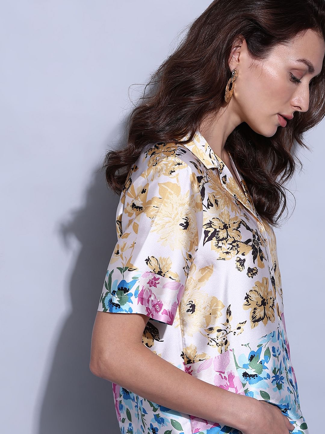 Multi-Colour Floral Satin Shirt
