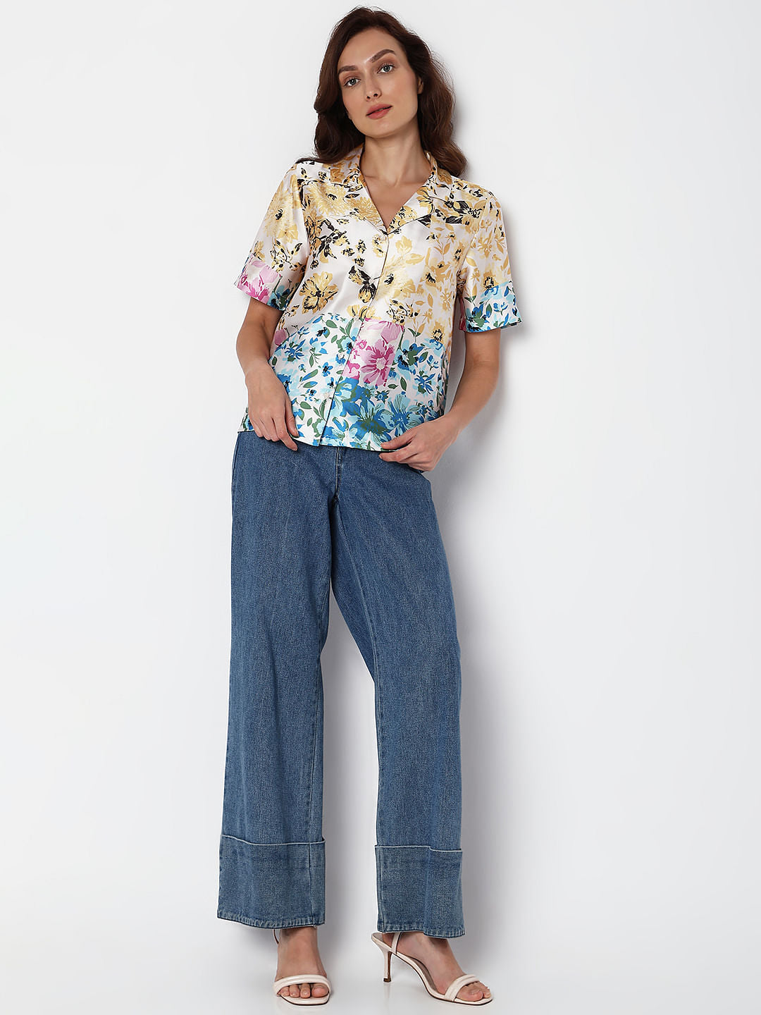 Multi-Colour Floral Satin Shirt