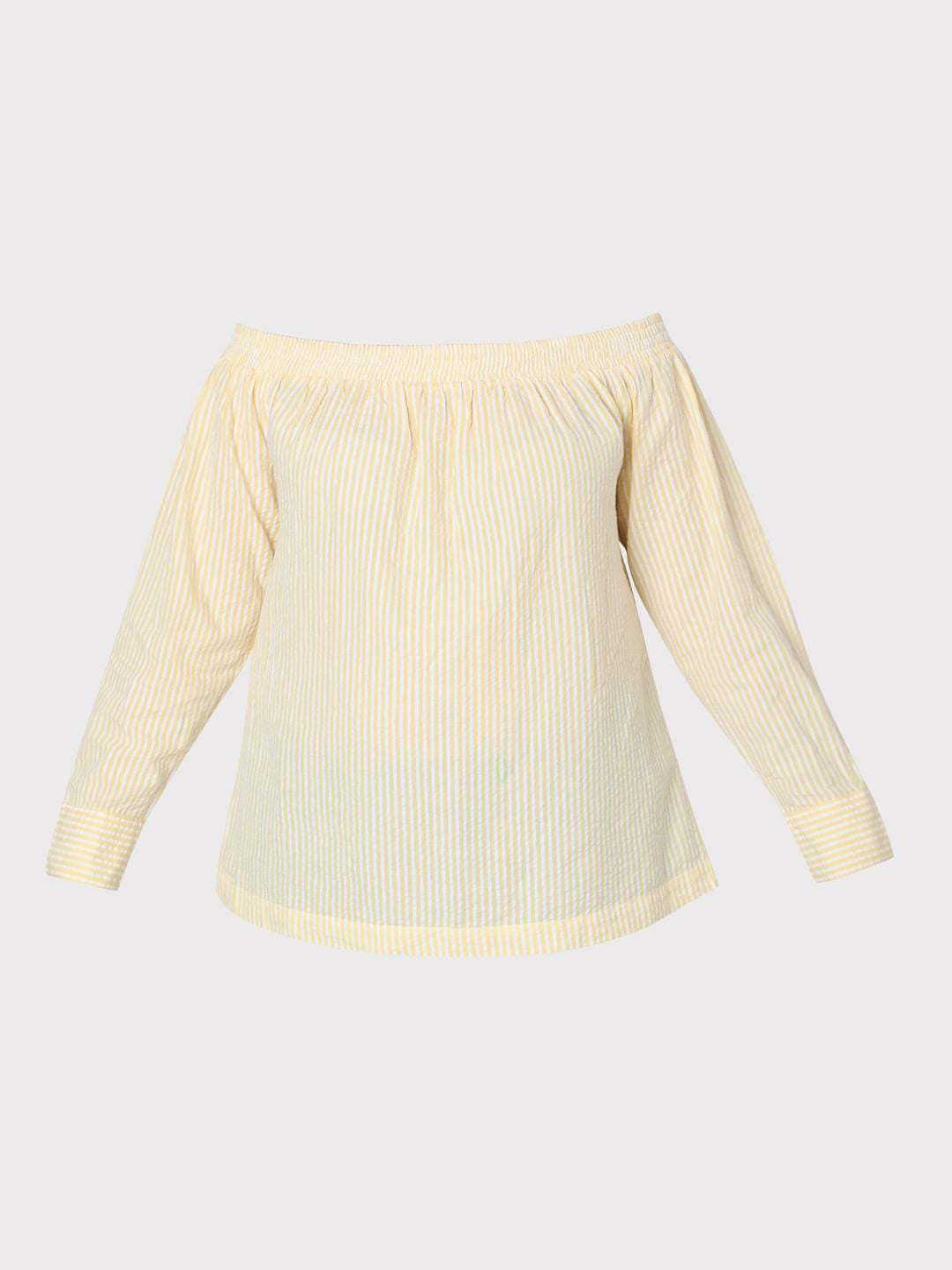 Curve Yellow Off Shoulder Striped Top