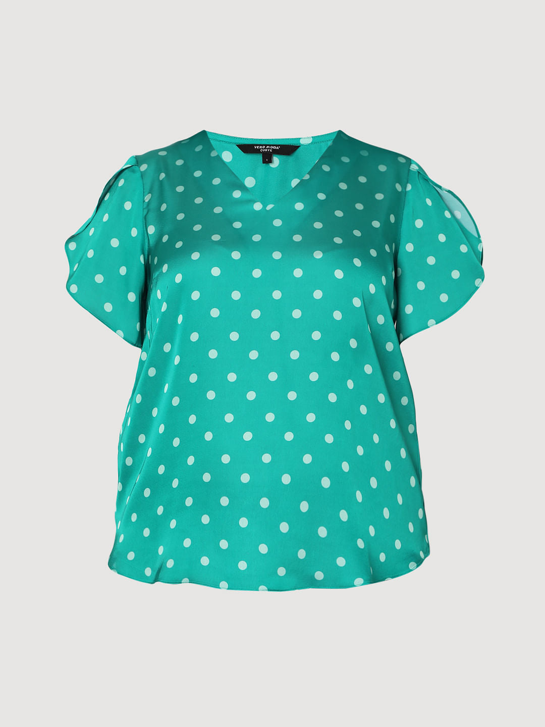 Curve Green Polka Dot Top