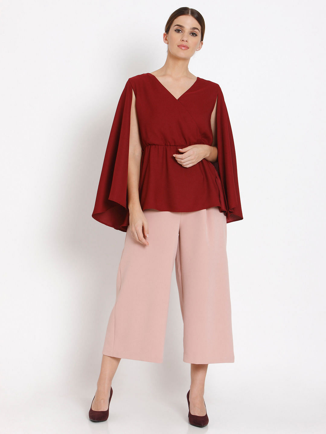 Red Cape Sleeves Top