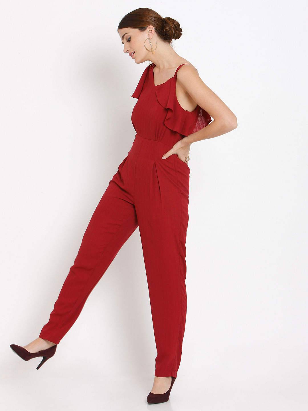 Red Flounce Jumpsuit