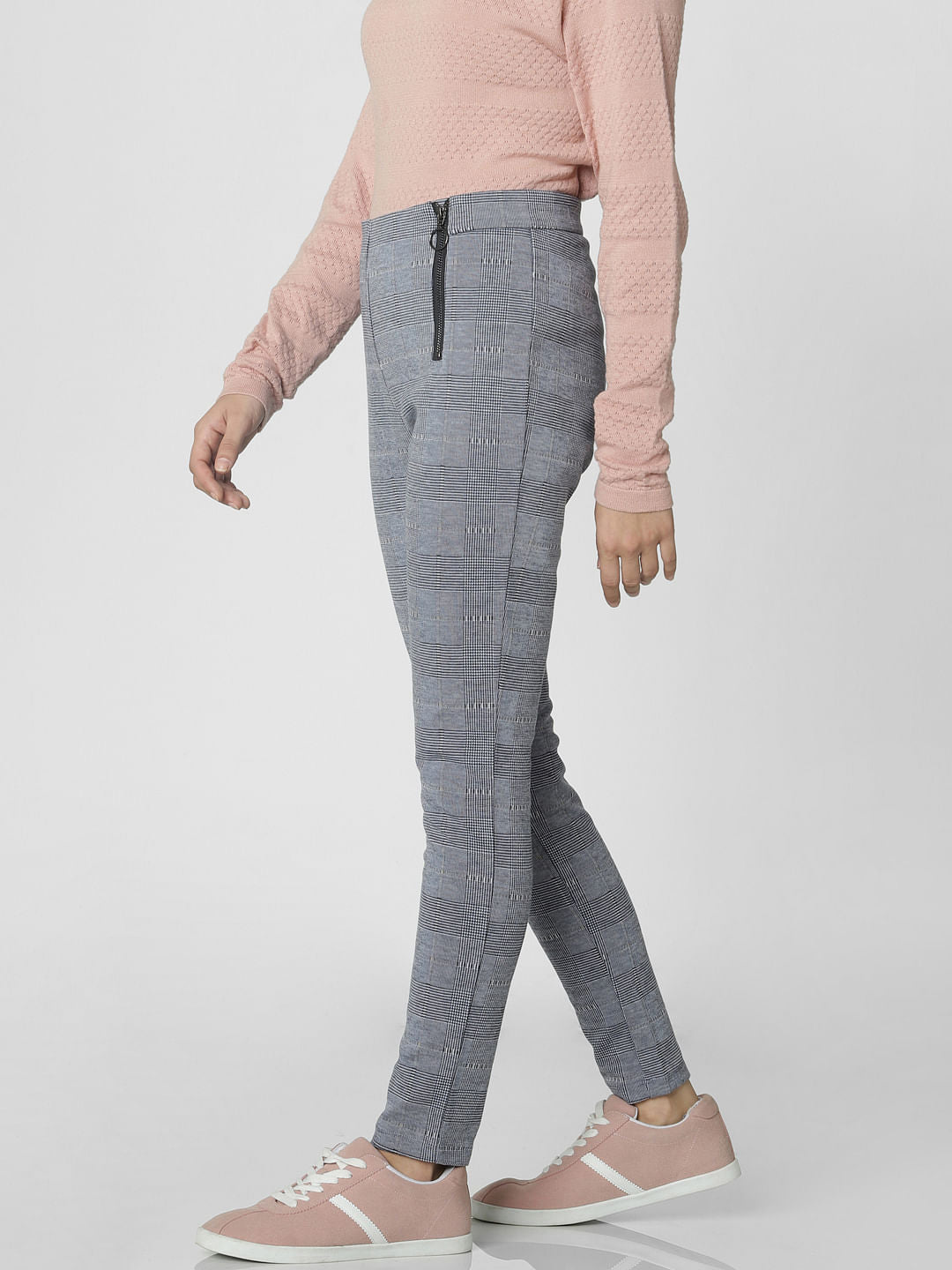 Dark Blue High Waist Zip Detail Leggings