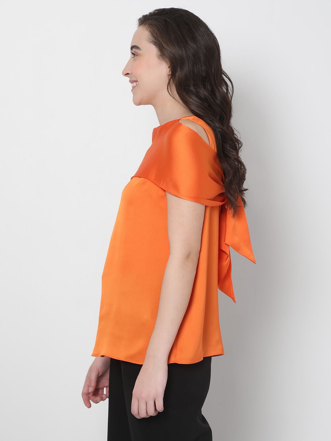 Orange High Neck Top