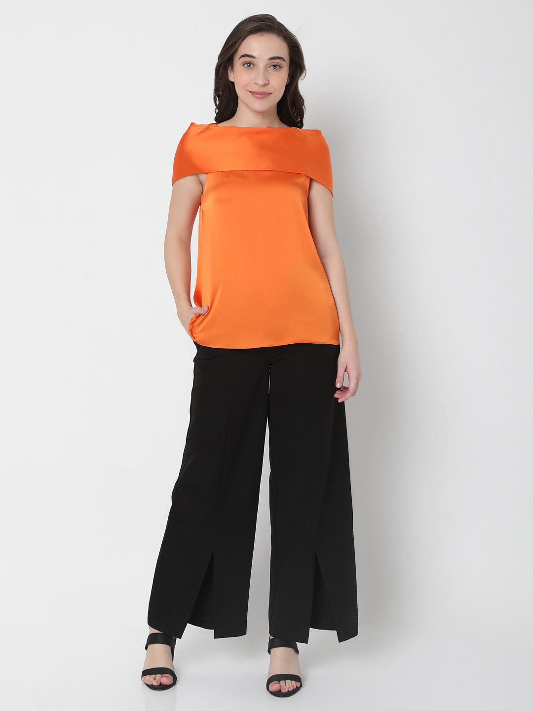 Orange High Neck Top