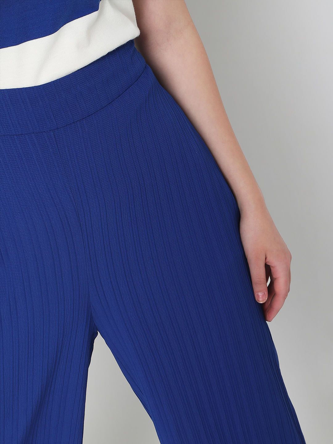 Blue High Rise Co-Ord Set Pants