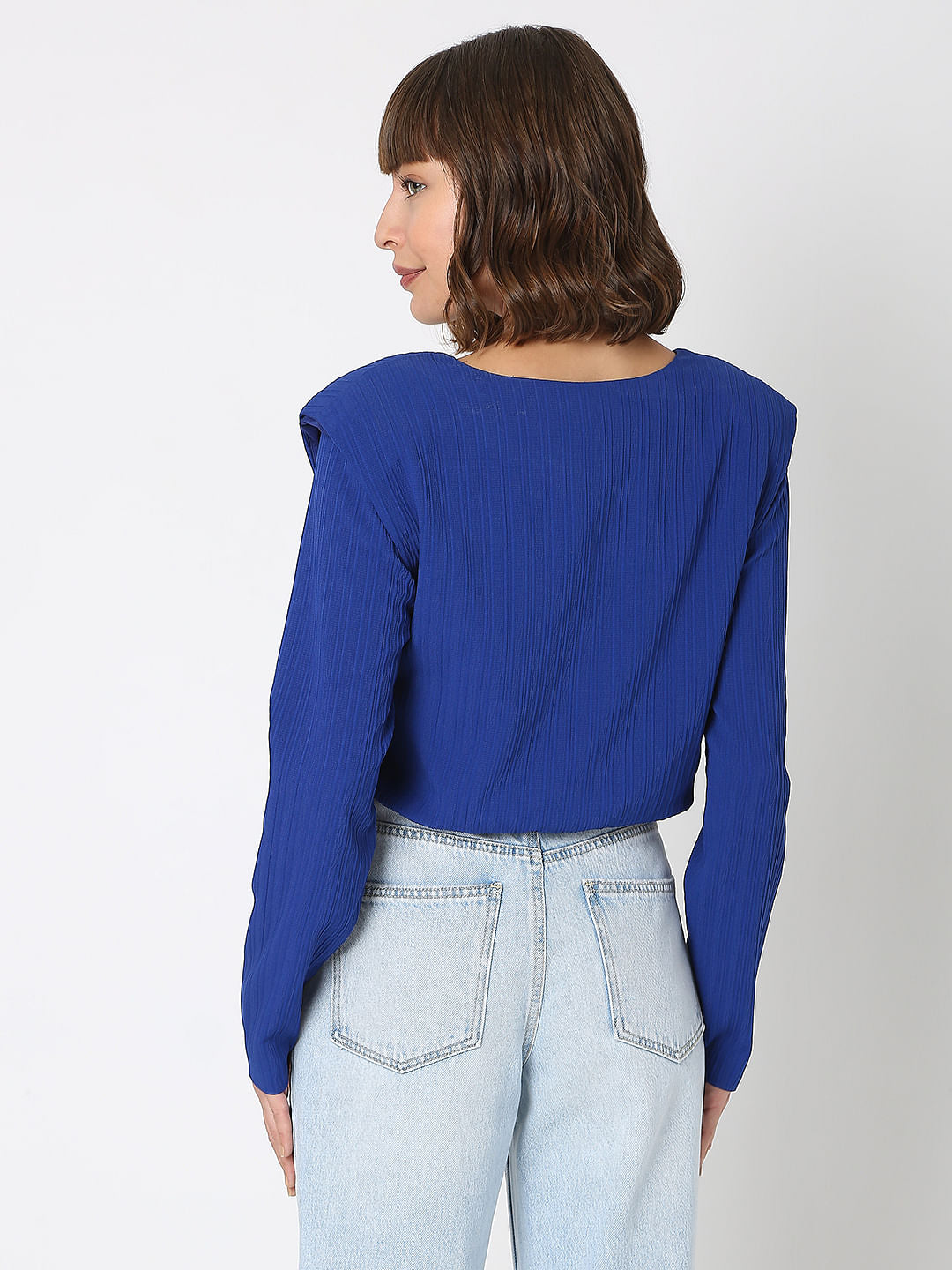 Blue Cropped Co-Ord Set Top