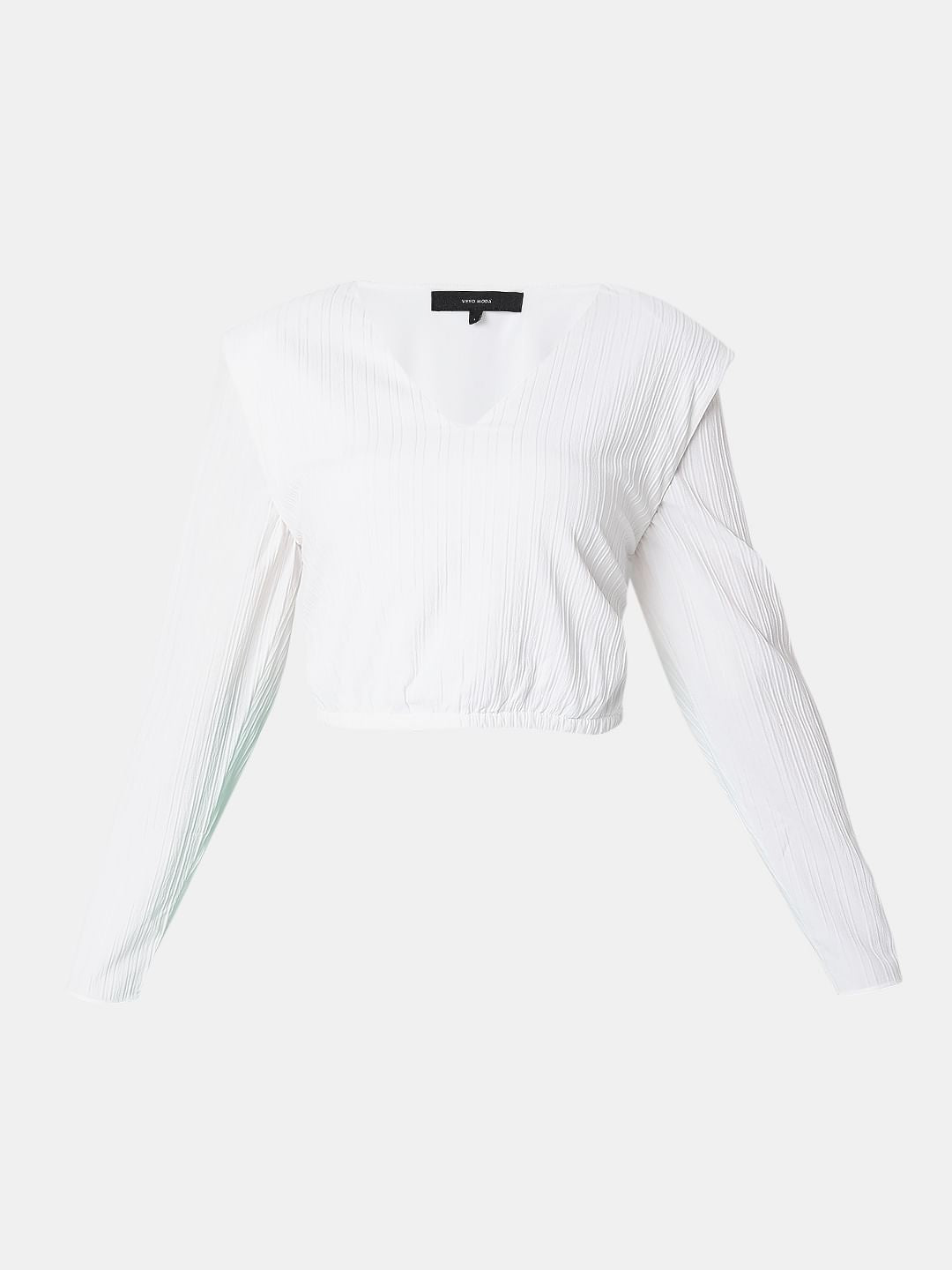 White Textured Crop Top