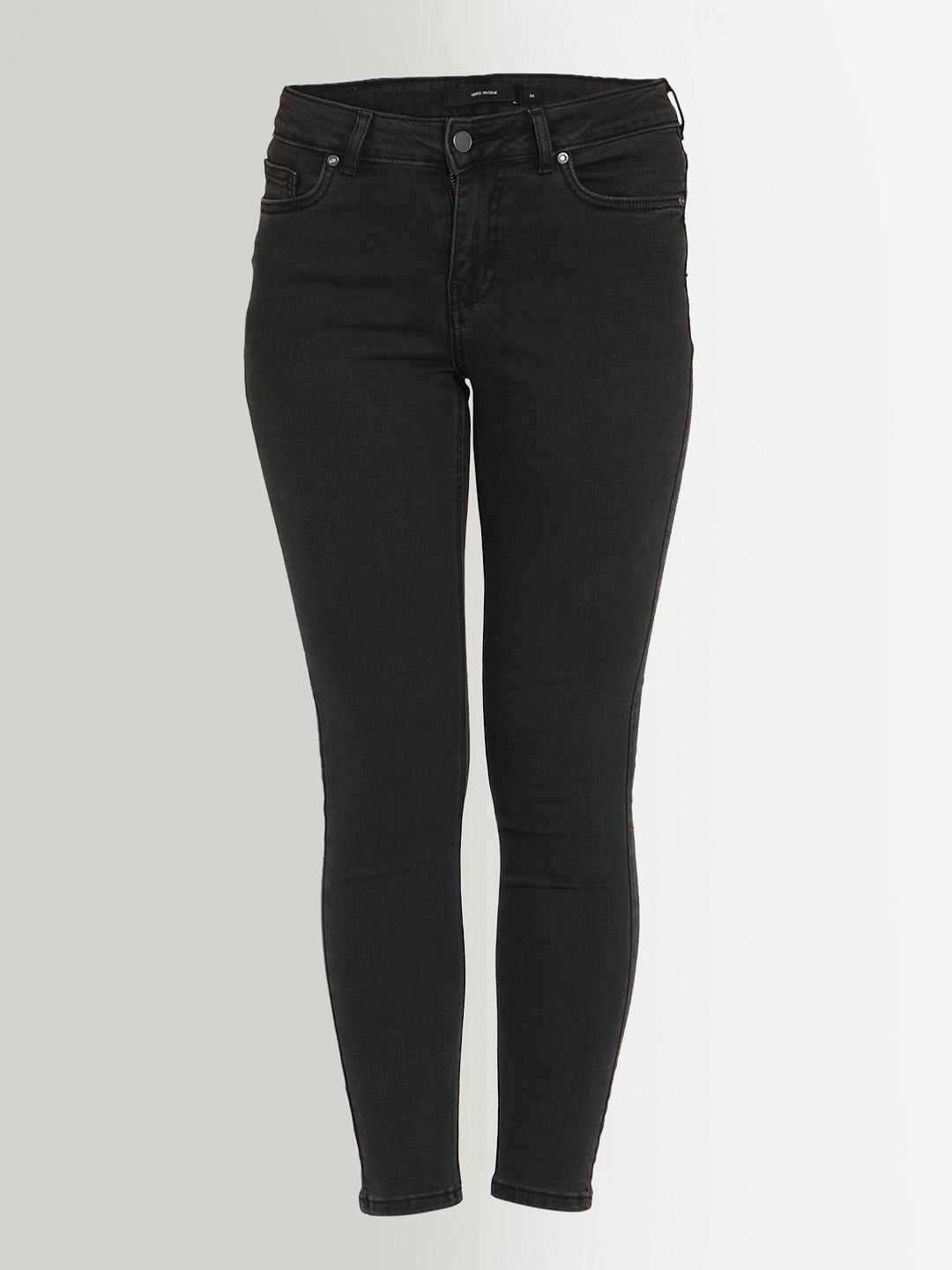Dark Grey Mid Rise Faded Skinny Fit Jeans