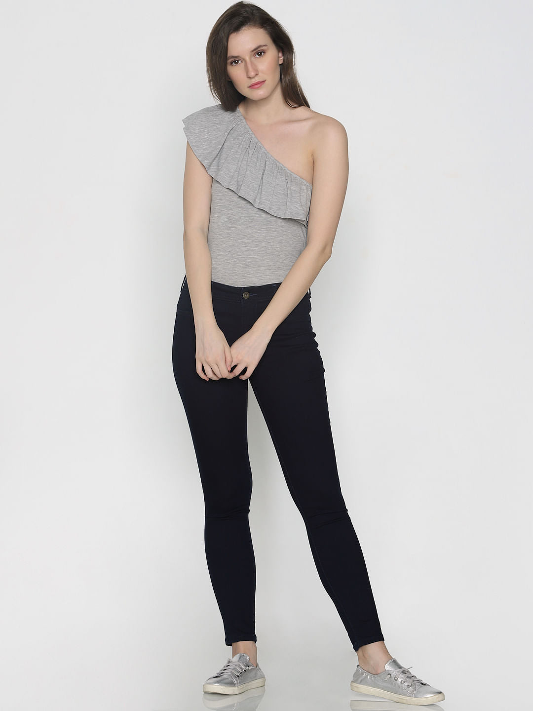 Dark Blue Mid Rise Skinny Fit Jeans