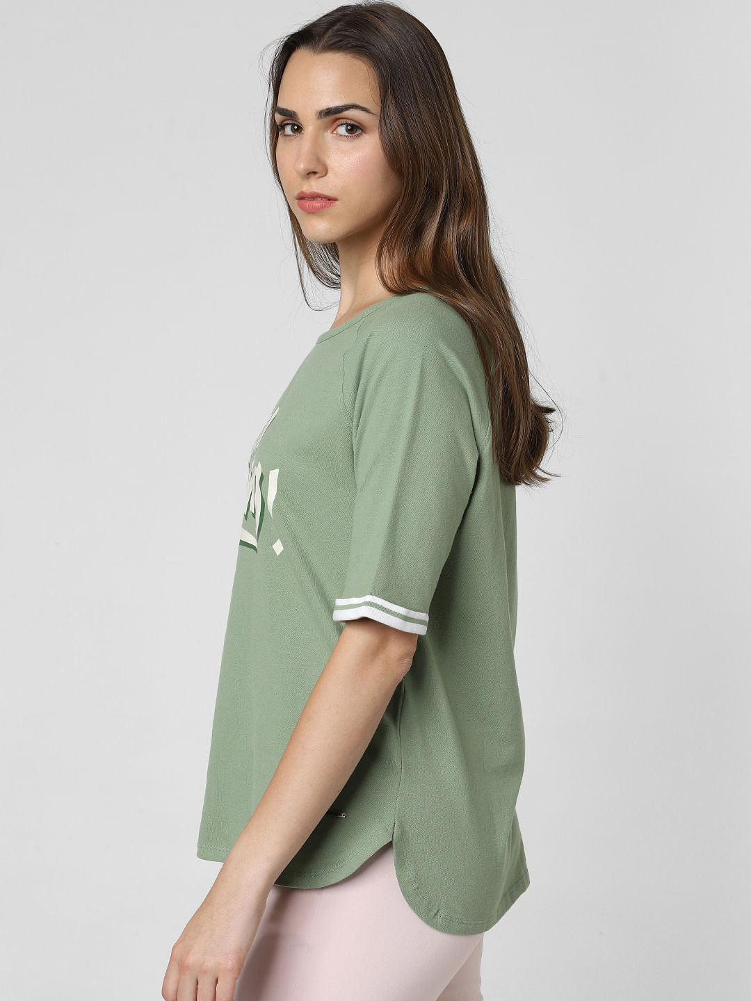 Green Stay Strong Print T-Shirt