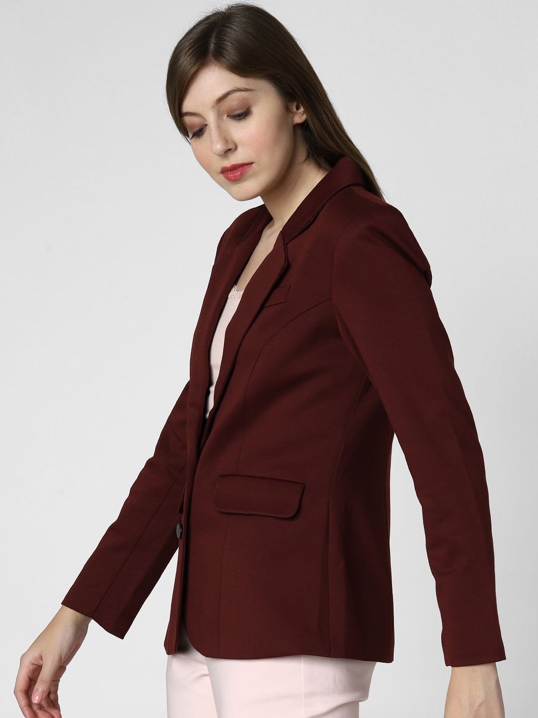 Burgundy Double Button Blazer