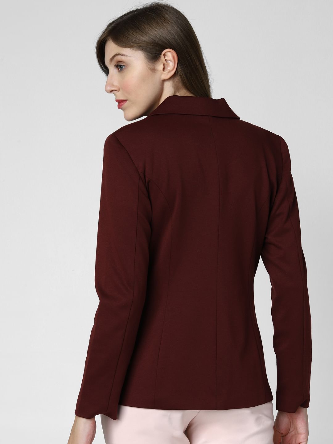 Burgundy Double Button Blazer