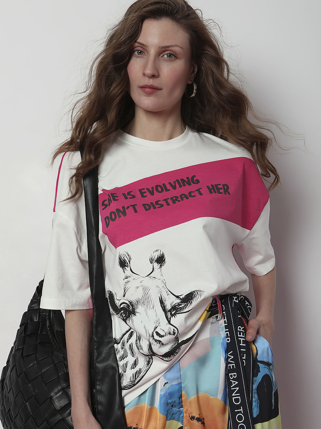 White Typographic Print T-Shirt