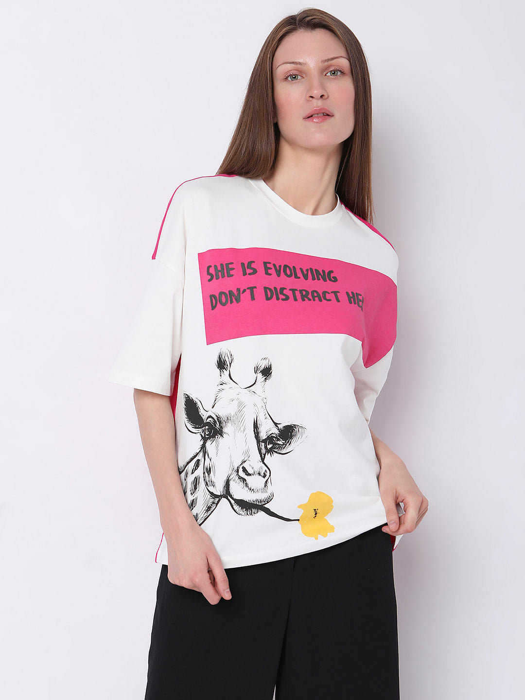 White Typographic Print T-Shirt