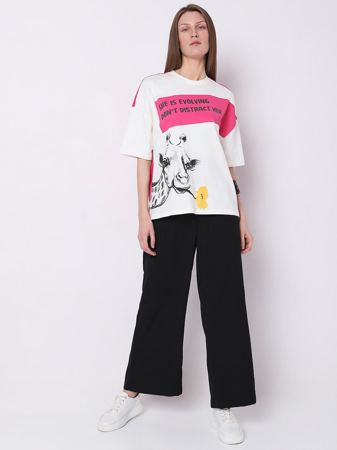 White Typographic Print T-Shirt