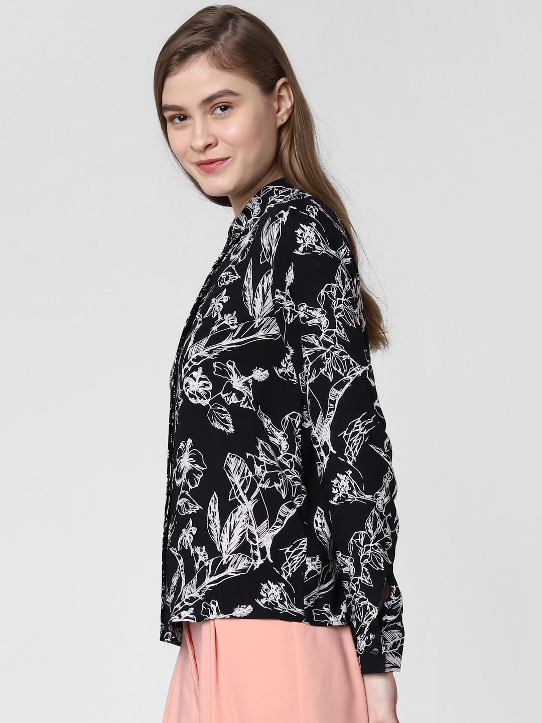 Black Floral Print Shirt