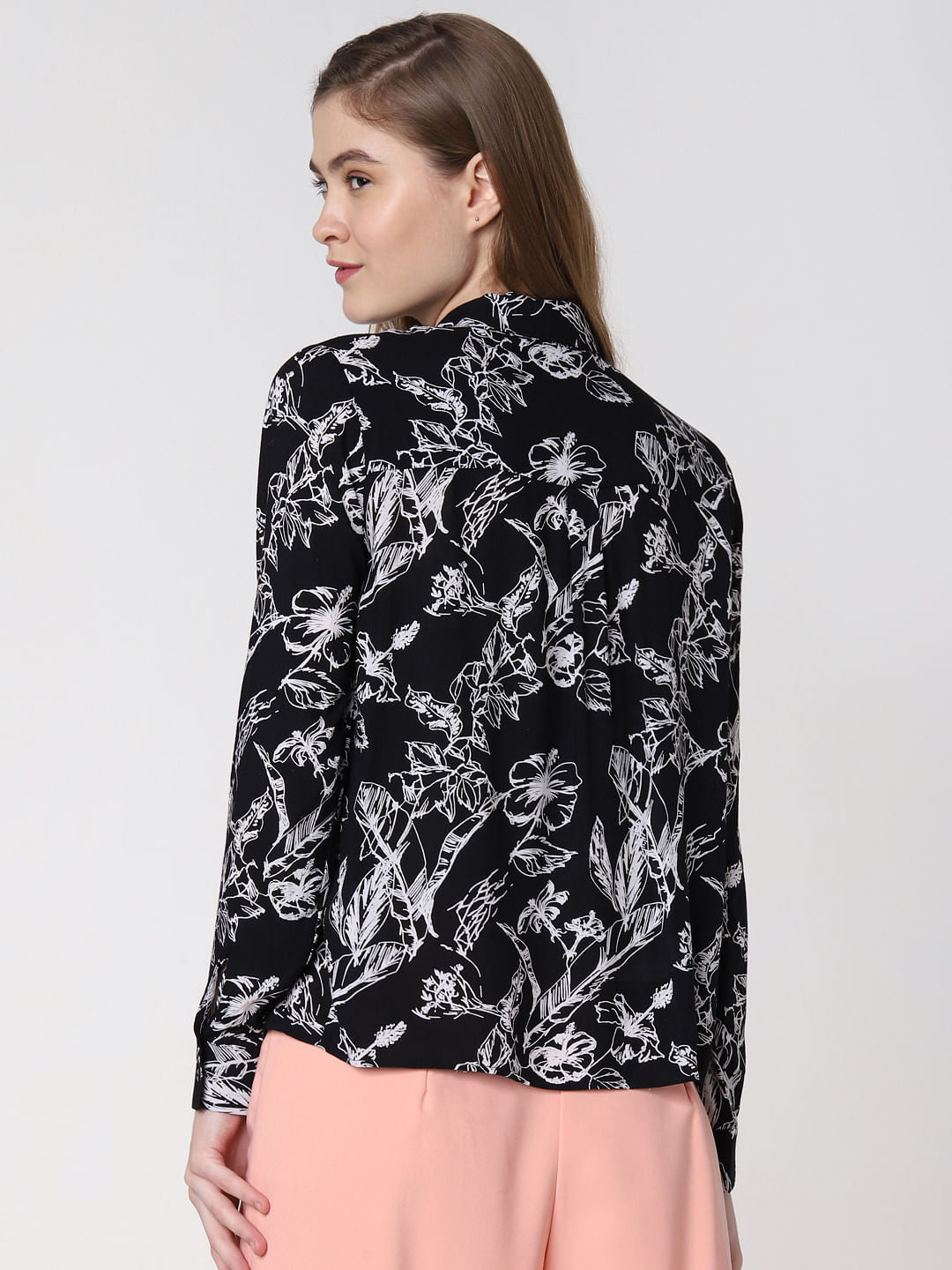 Black Floral Print Shirt