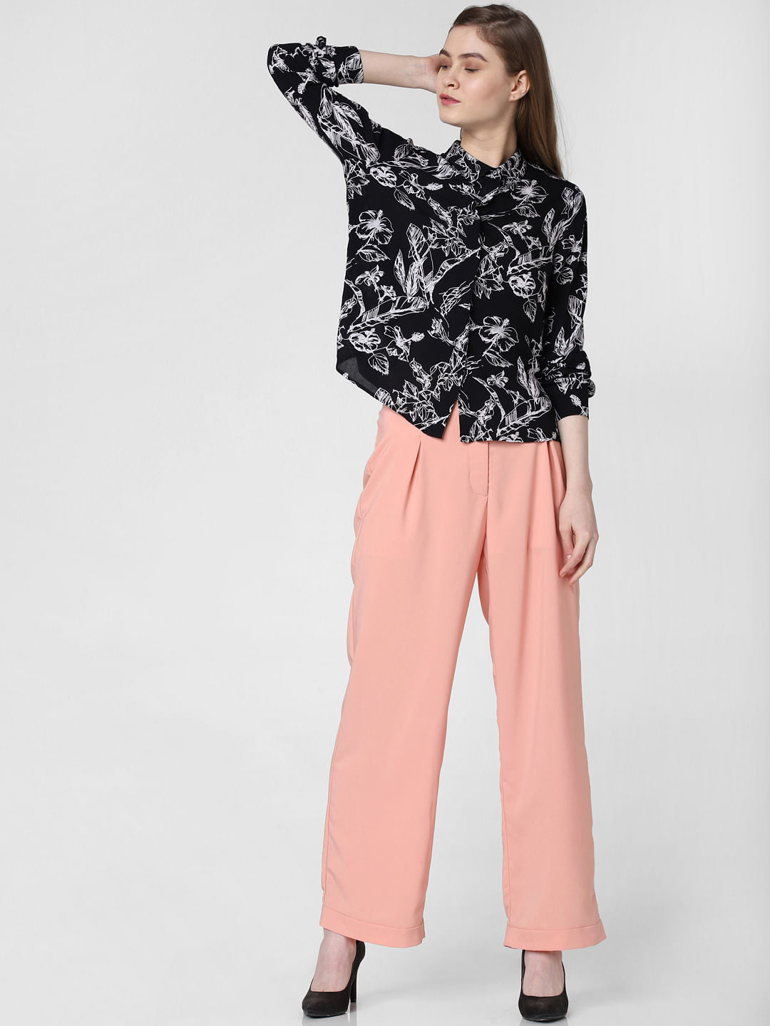 Black Floral Print Shirt