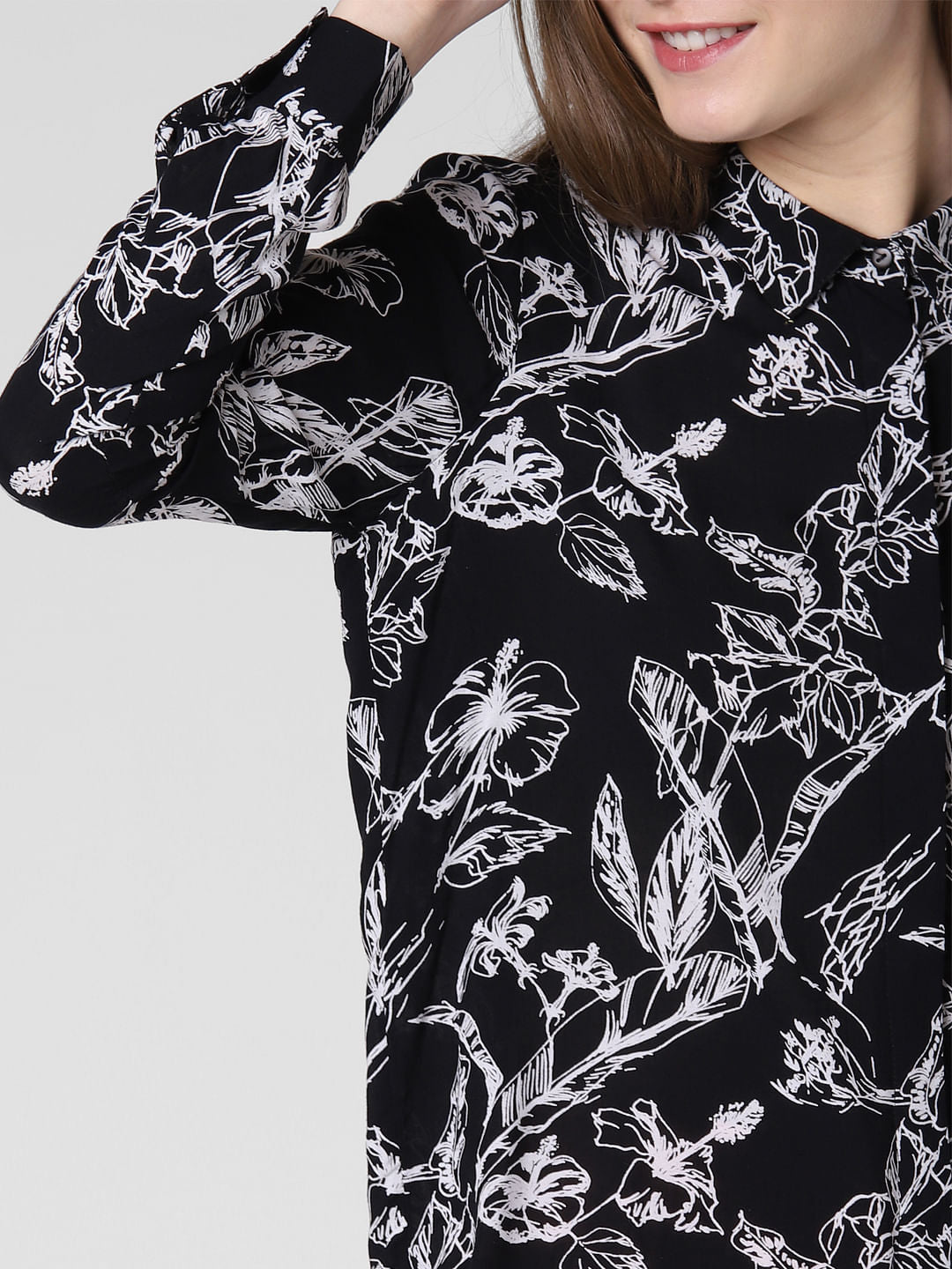 Black Floral Print Shirt