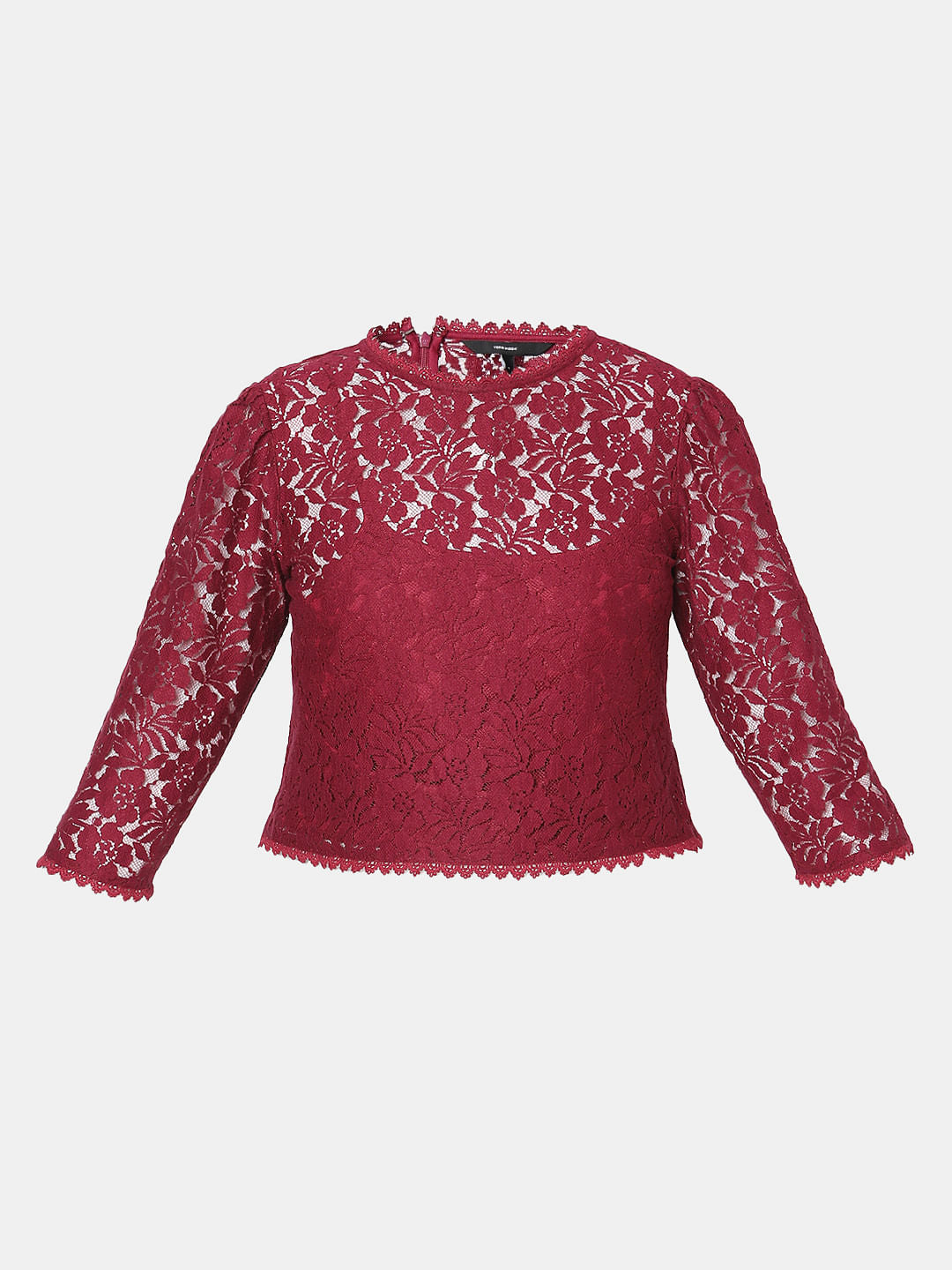 Maroon Lace Co-Ord Set Top