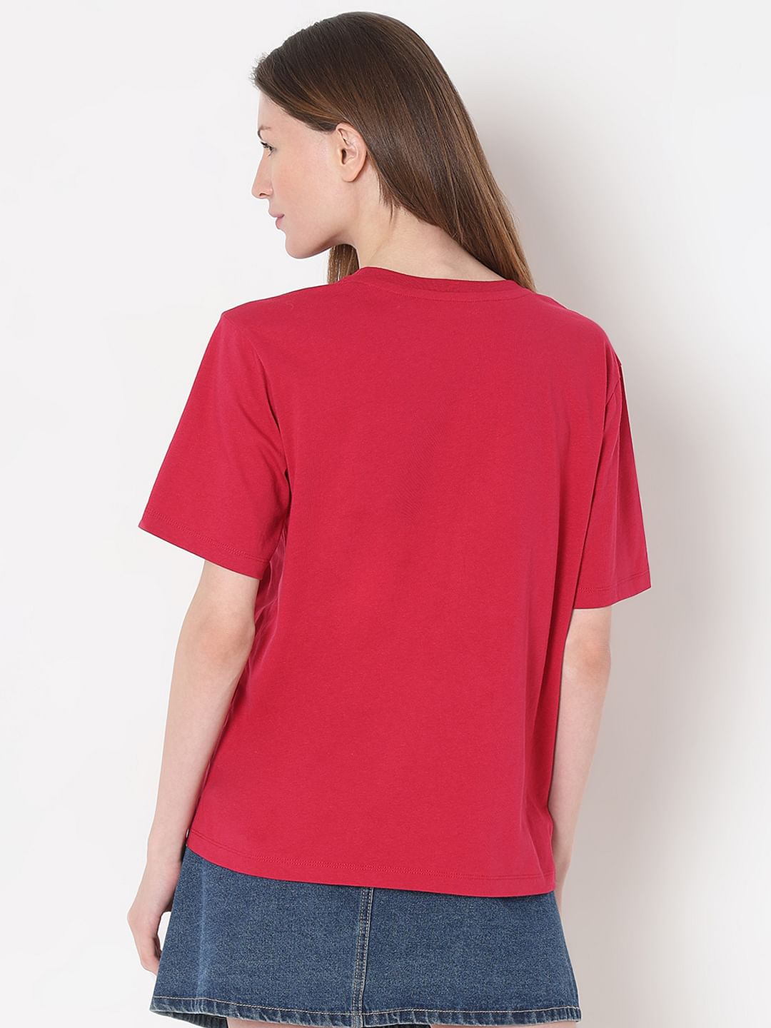 Pink Embroidered Cotton T-Shirt