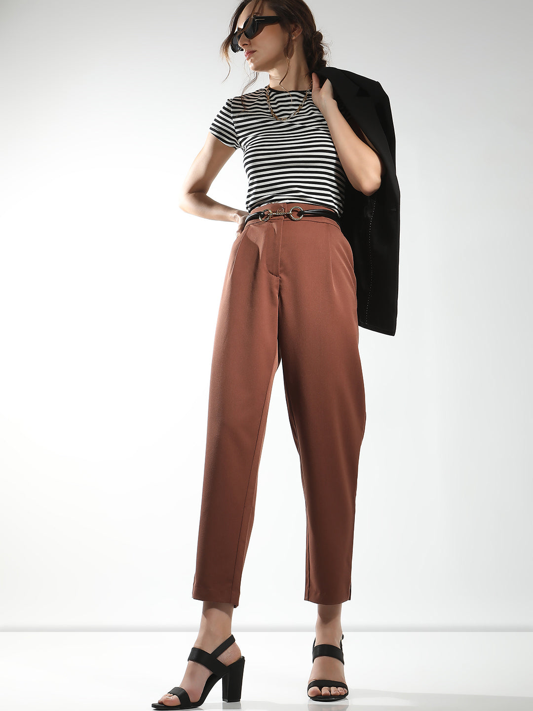 Brown High Rise Tailored Pants