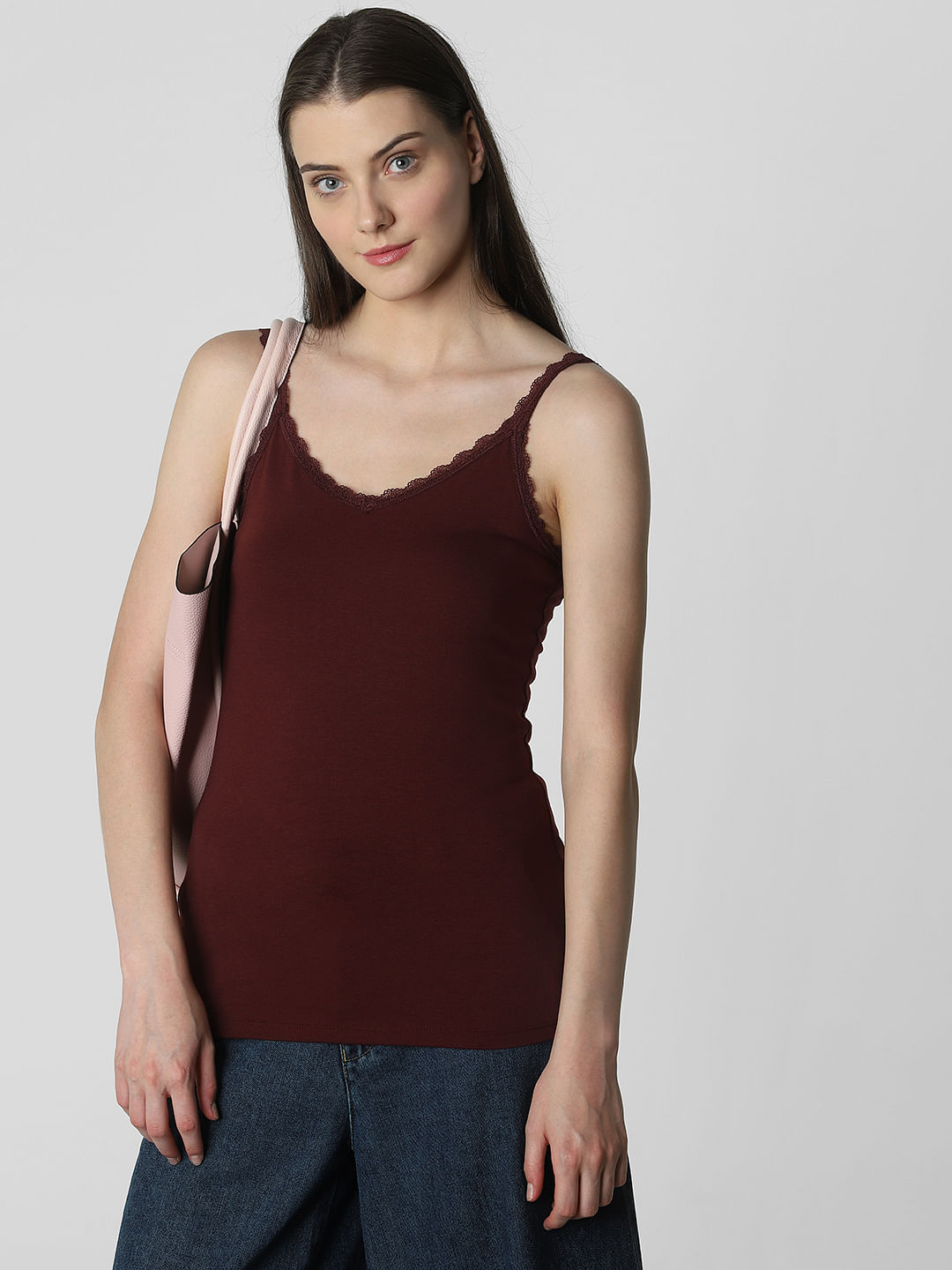 Burgundy Lace Insert Singlet