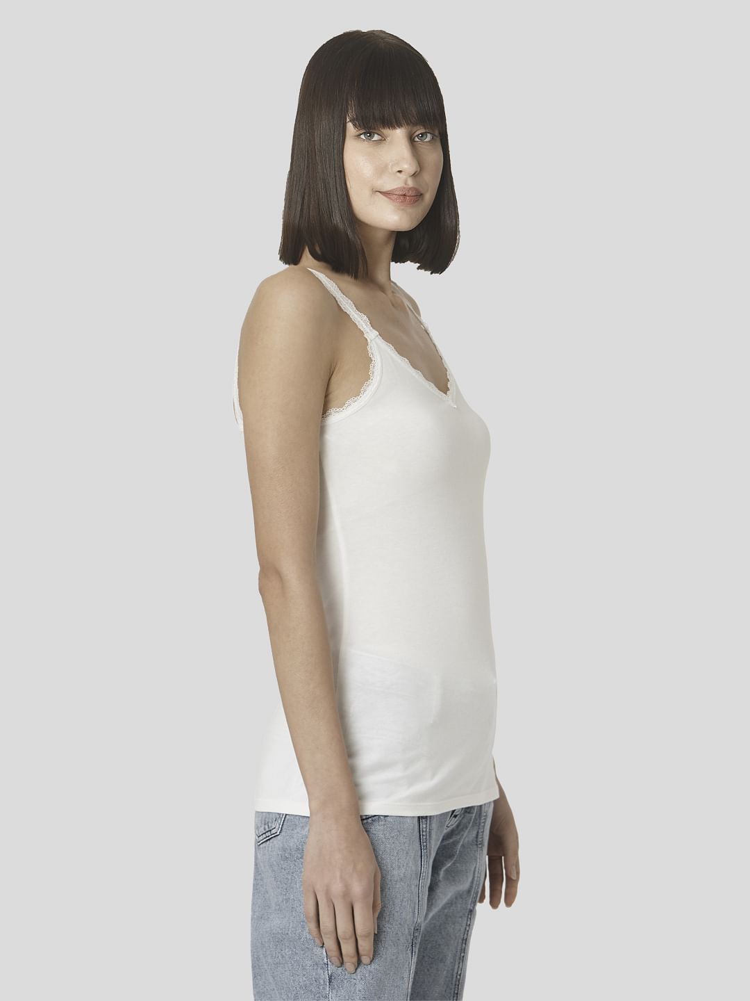 White Lace Trim Singlet