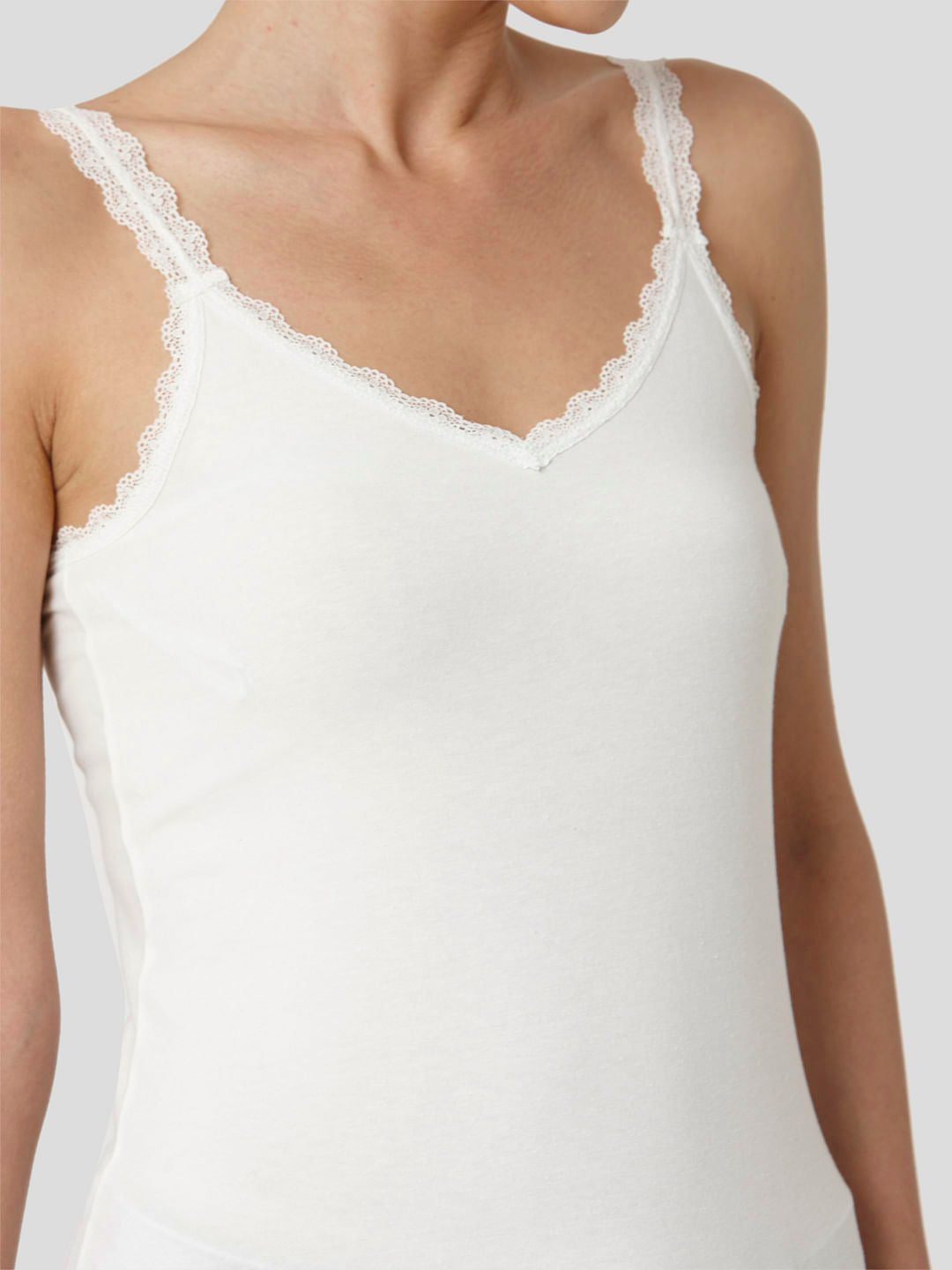 White Lace Trim Singlet