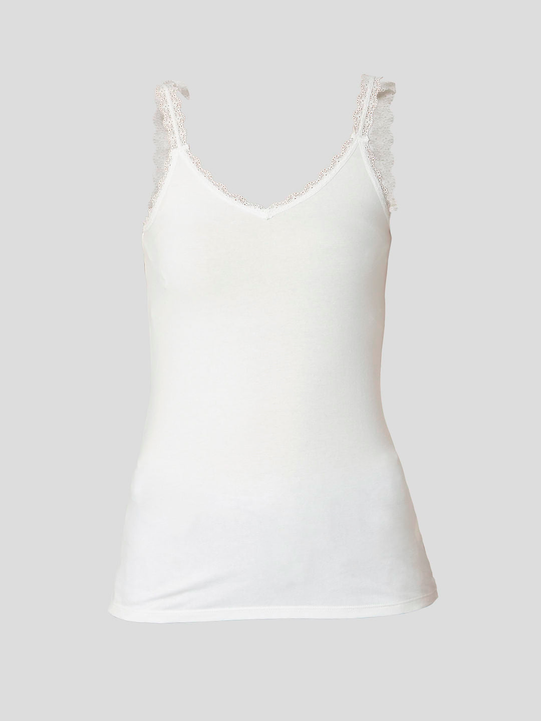 White Lace Trim Singlet