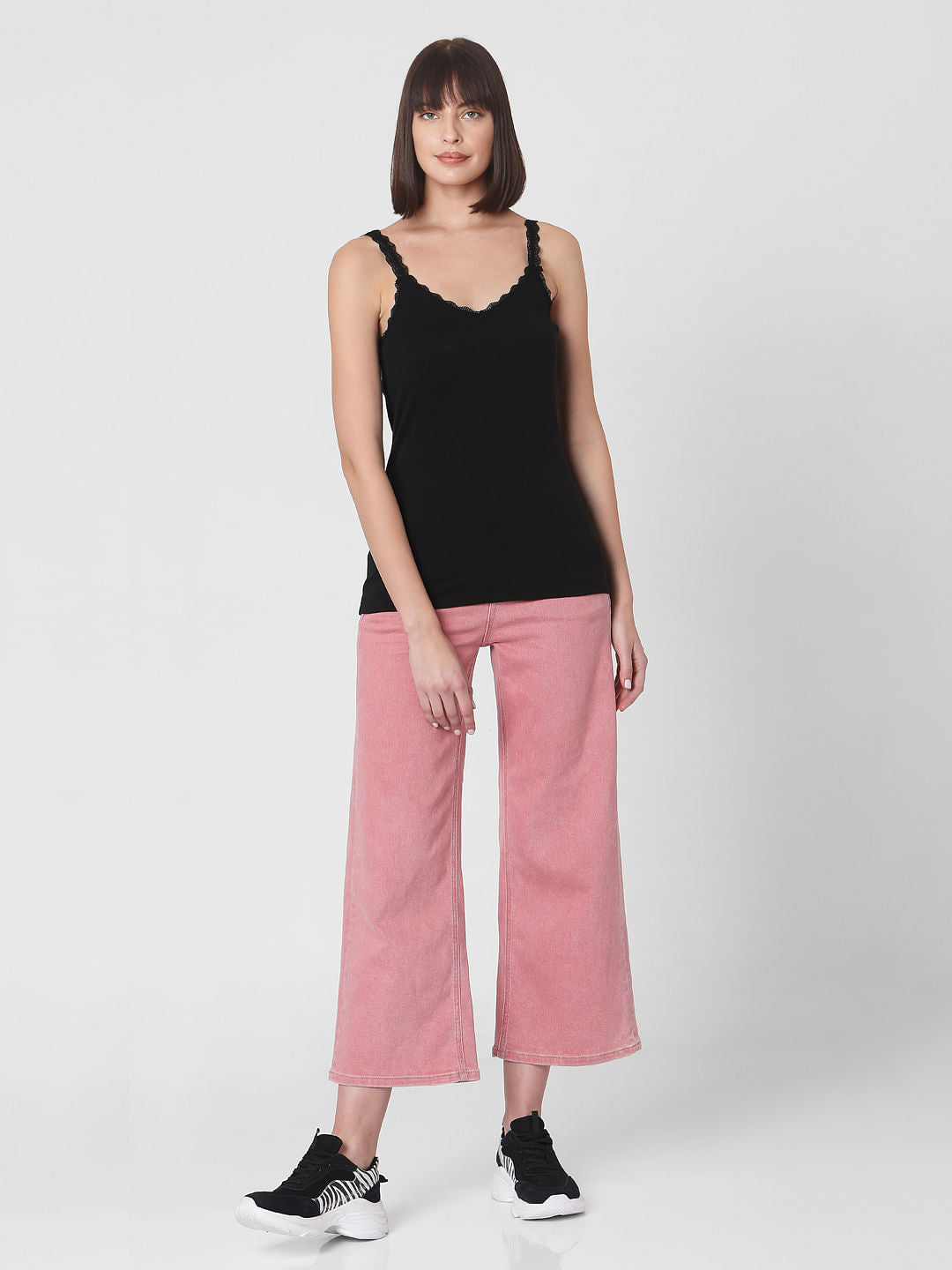 Black Lace Trim Singlet