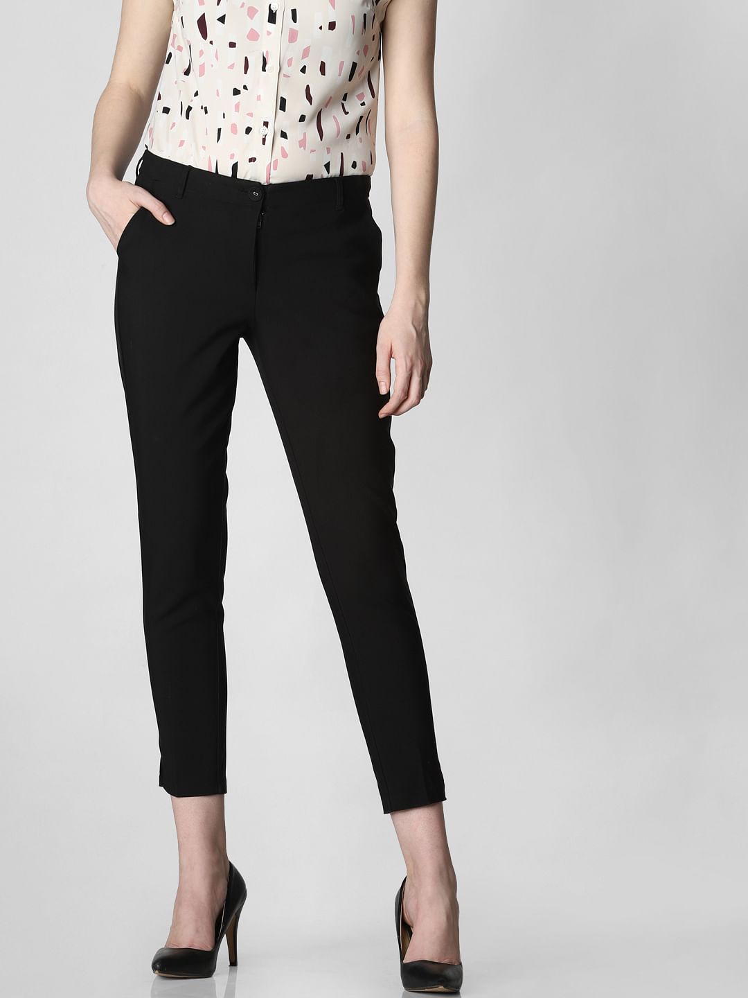 Black Mid Rise Chino Pants