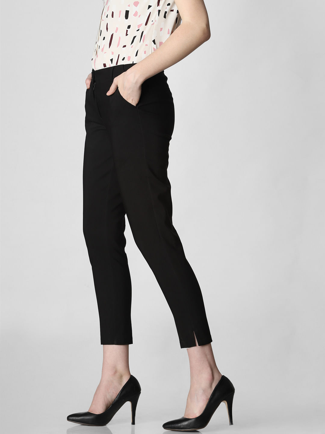 Black Mid Rise Chino Pants