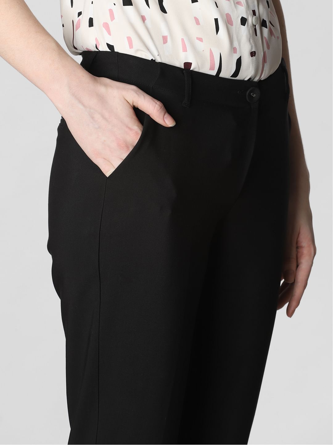 Black Mid Rise Chino Pants