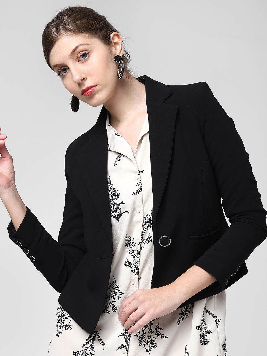 Black Single Button Formal Blazer