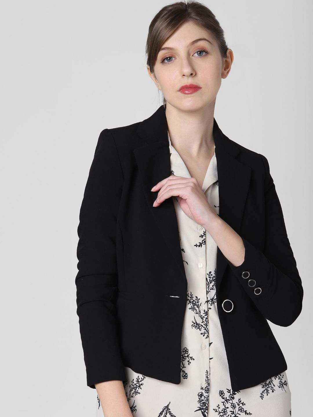 Black Single Button Formal Blazer