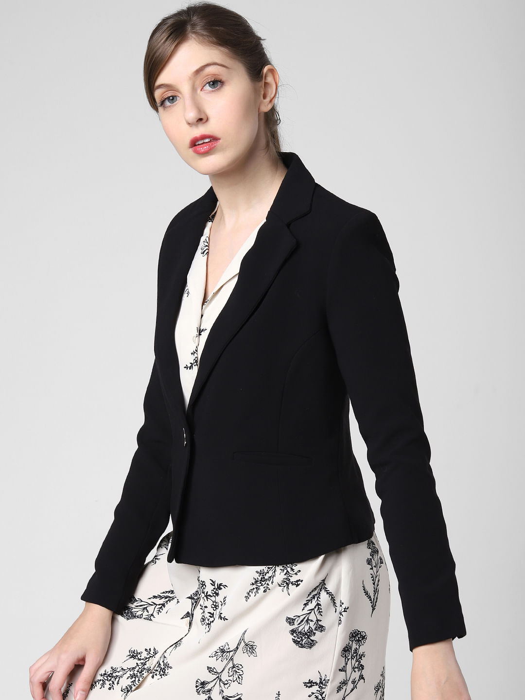 Black Single Button Formal Blazer