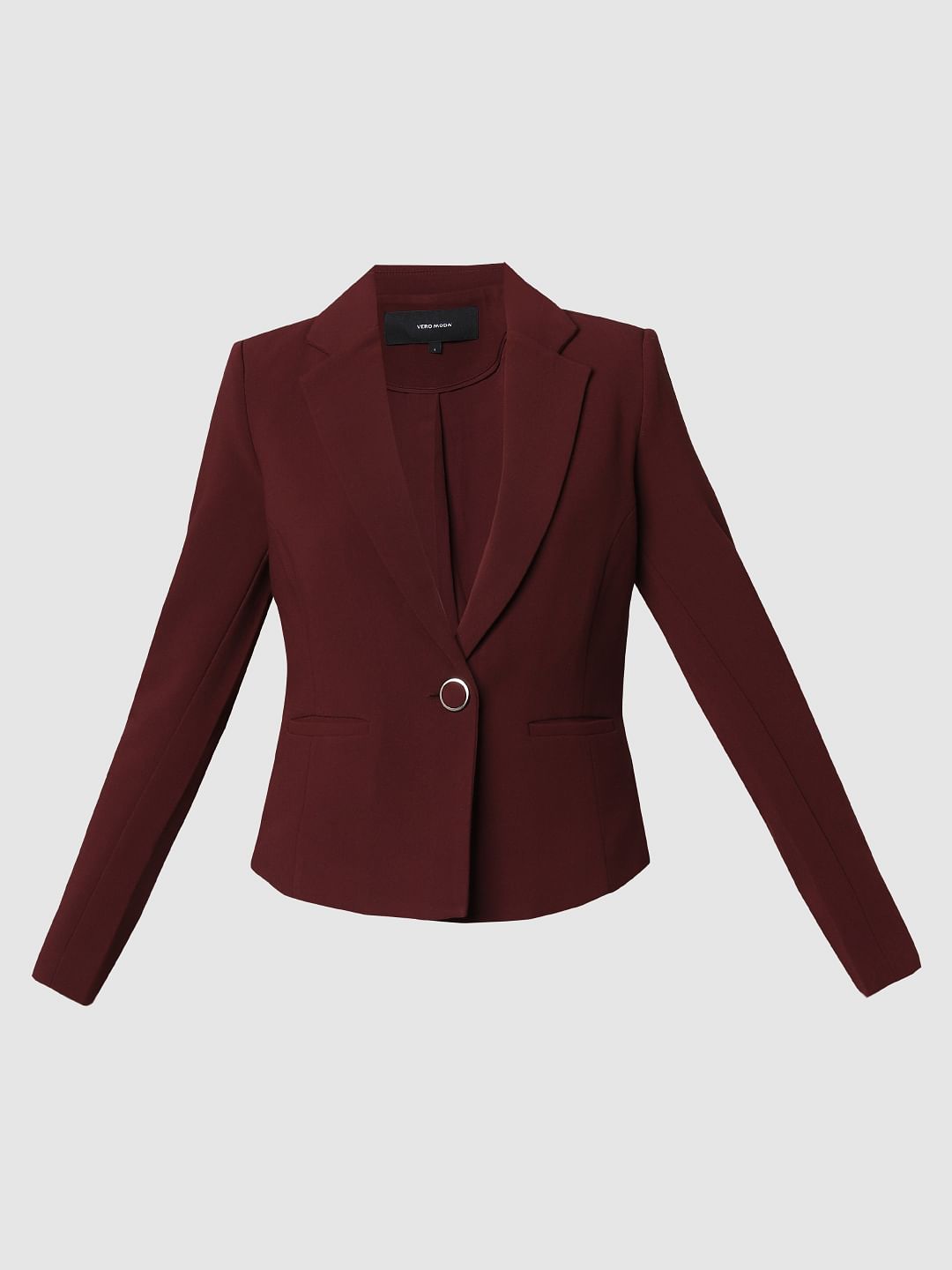 Burgundy Single Button Formal Blazer