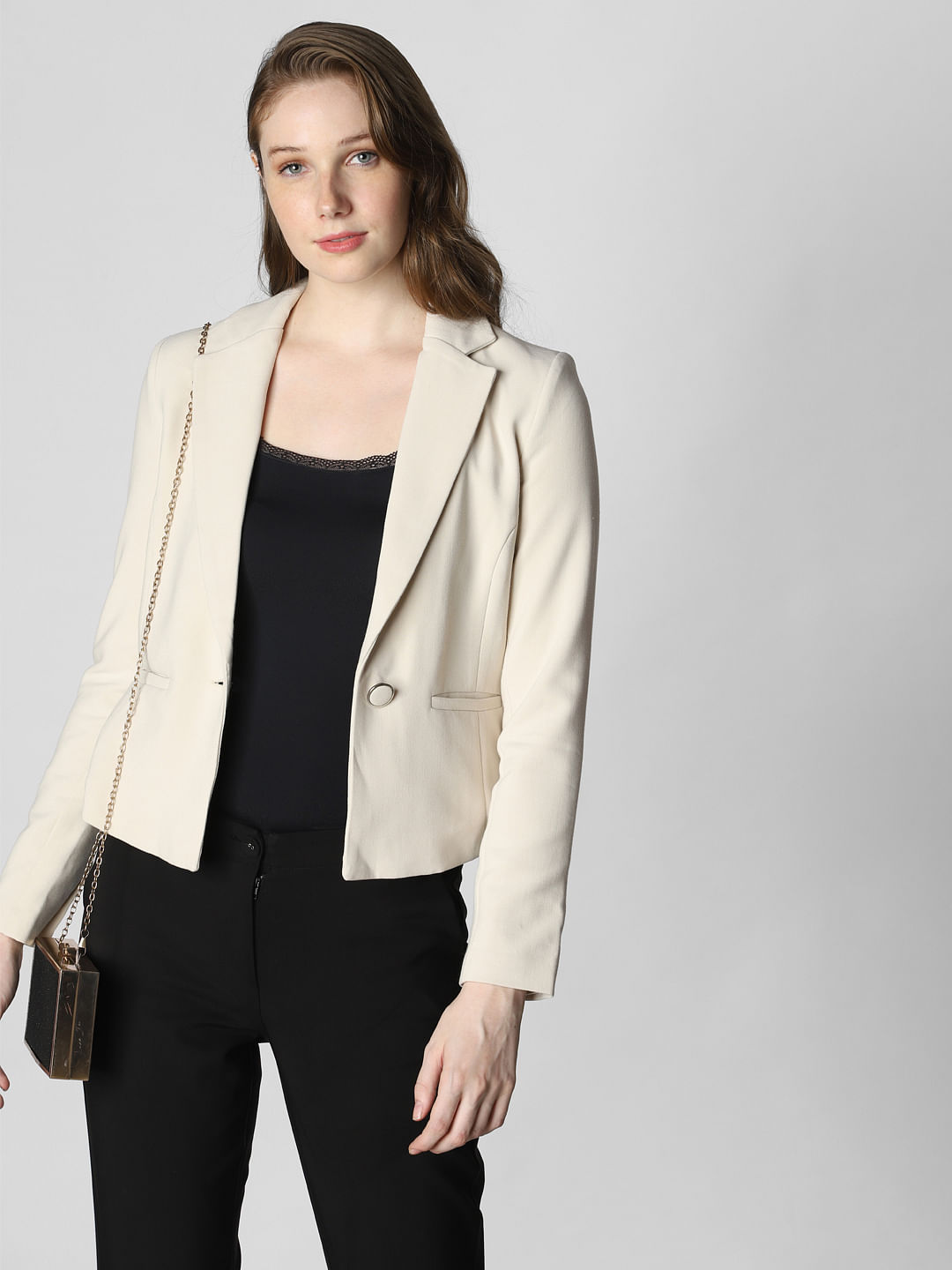 Off-White Single Button Formal Blazer