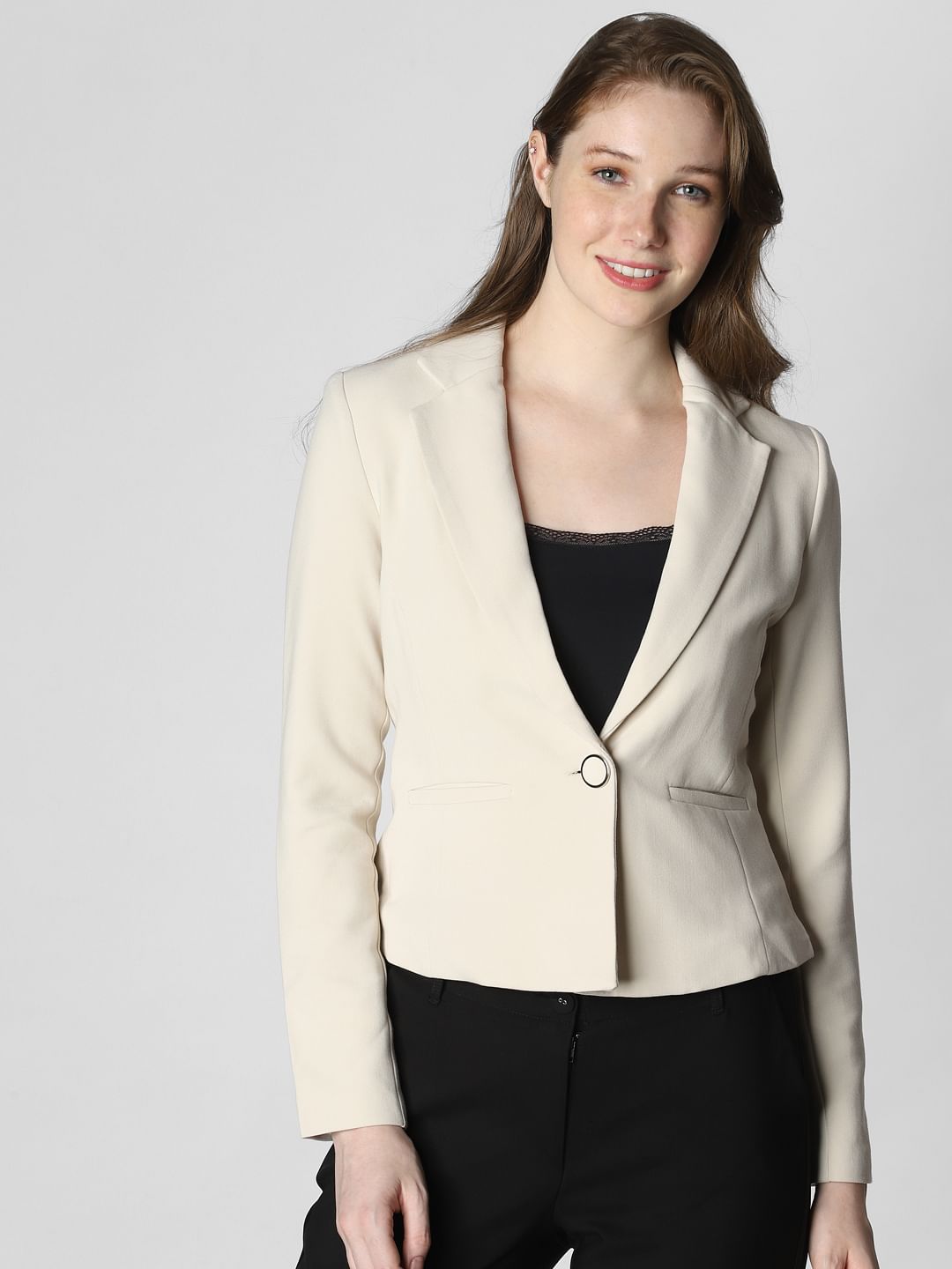 Off-White Single Button Formal Blazer