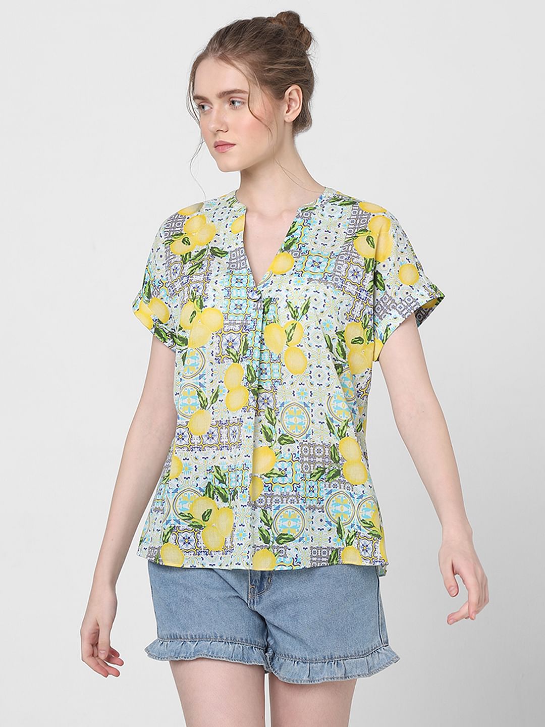 Yellow Lemon Printed Top