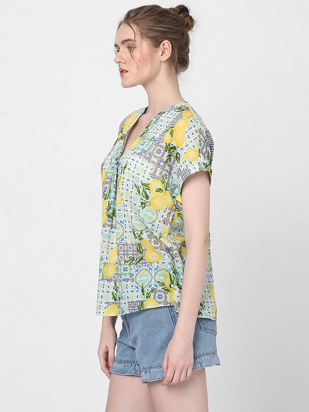 Yellow Lemon Printed Top