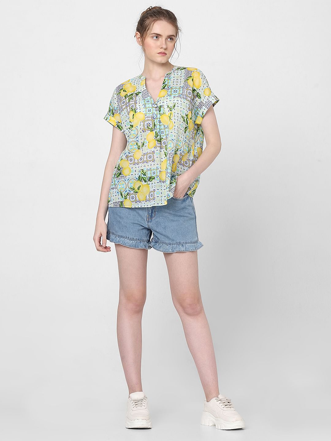 Yellow Lemon Printed Top